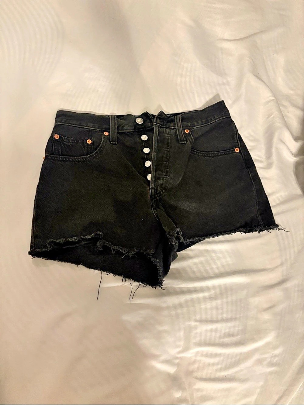 Levi's 501 Original High-Rise Denim Cut-Off Shorts Black Denim Cut-Off Shorts